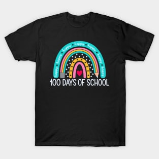 Hap100Th Day Of School Teacher 100 Days Rainbow T-Shirt